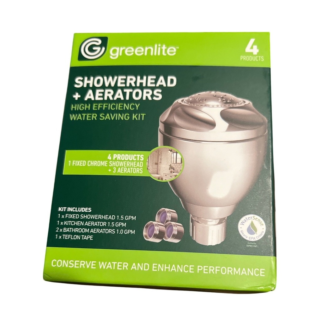 Greenlite High Efficiency Water Saving Showerhead Aerator‎ Kit 4 Products Chrome